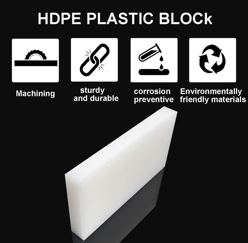 GLN High-Density Polyethylene (HDPE) Plastic Block 1/2" Thick 3" X 12"- for Machining, Home Improvements, DIY Projects, Engineering,High-Density Polyethylene Plastic Sheet (1pcs White PE Block) - Image 3